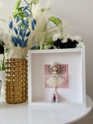 Anioł Stróż Makrama w Ramce 3D Prezent na Chrzest Komunię Roczek Pamiątka