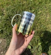 Kubek ombre lustro srebrno żółty 330 ml wy wszyscy jesteście pojebani