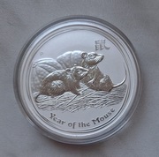 Srebrna moneta 1 dolar z Australii - rok myszy 2008