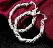 Srebrne kolczyki 35 mm grube kółka skręcane 925