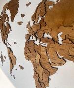 Drewniana Mapa Świata 3D Dąb