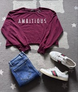 Krótka bluza top Bershka rozm. M/L jesienna burgund