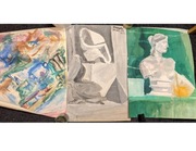 3x obraz 70x50cm popiersie grecka rzeźba natura