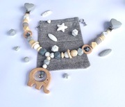 Girlanda na wózek sensoryczna, zawieszka rękodzieło, neutralna kolorystyka