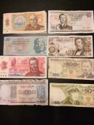 Stare banknoty Polska, Czechosłowacja, Austria, Luxemburg i Indie