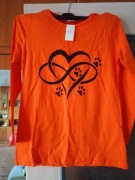 KOSZULKA DZIECIECA W KOLORZE POMARAŃCZOWYM Z MOTYWEM 12 13 lat 158 rozmiar 