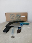 Tasak Serbski XYJ Nóż Rzeźniczy Szefa Kuchni Wytrzym Stalowy Full Tang Etui