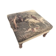 Duża pufa podnóżek scena łowiecka