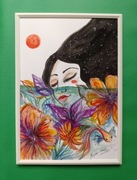 Obrazek - ilustracja akwarelowy portret kobiety format A4 