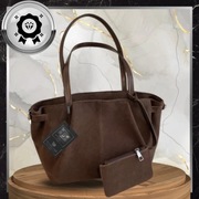 BAD&BAGS torebka damska skórzana eko zamsz brązowa shopper