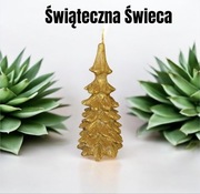 Świąteczna świeca złota choinka nowa Christmas decoration ozdoba dekoracja