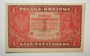 Banknot 1 marka polska 1919, I Serja EZ - BANKOWY nieobiegowy