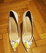 Białe Szpilki wysokość obcasa 12 cm