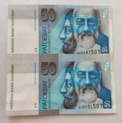 UNIKAT! Nierozcięta para 2x 50 Korun Koron 1993 Słowacja UNC
