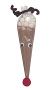 Słodki renifer - rożek z gorącą czekoladą i bezikami, 24 cm, na Mikołajki 