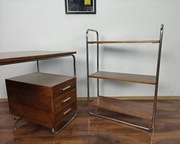 Regał Pomocnik Biurko Rura Chrom Dąb Modernizm Bauhaus Art Deco