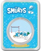 Smerfy Świąteczne Kolędy 1 uncja Srebra 2023 Slab Kolor Christmas