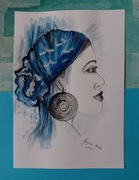 Akwarelowy portret kobiety "Kobieta w stylu Etno"
