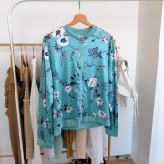 Bluza 48 4xl turkusowa ze stójką kurtka bomberka na zamek niebieska