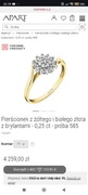 Pierścionek z żółtego i białego złota z brylantami - 0,25 ct - próba 585,
