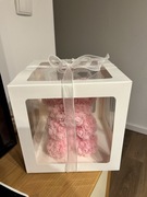 Miś zrobiony z wiecznych róż 22 cm +opakowanie