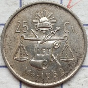 Meksyk 25 centavos 1952 3,33g Ag 300