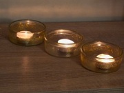 Świeczniki BROKATOWE ZŁOTE zestaw 3 szt nastrojowe 2w1 + zapalniczka GRATIS