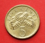 5 Centów  1989 r  -  Singapur  Monstera   stan !!