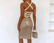 Sukienka S karnawał, studniówka, wesele,, złota