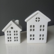 DOMEK LED ZESTAW 2 SZT BIAŁY CERAMICZNY OZDOBA