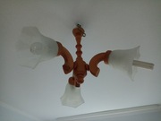 Żyrandol drewniany 3 punkty kinkiety