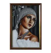 Portret , "Biały szal", malarstwo, sztuka, obraz olejny,