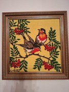 PTASZKI..PIĘKNY OBRAZEK TYPU GOBELINOWEGO W RAMIE-SZWECJA