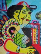 obraz do salonu portret kubiczna dama