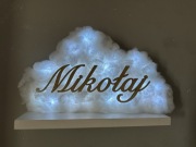 Lampka Chmurka z imieniem dziecka Dekoracja do pokoju niemowląt