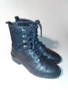 Markowe workery Massimo Dutti Zara 40 czarne  wiązane