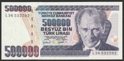 Turcja 500000 lirasi - Ataturk - stan bankowy UNC 