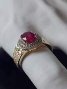 Srebny pierścionek z rubinem ok 4ct z Zambia złocony