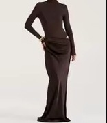 Sukienka Maxi z Długim Rękawem, Seksowna, Damska,