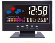 Cyfrowy Zegar LED z Kontrolą Głosową Prognoza Pogody Temp i Wilgotność