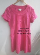 Lniana sukienka z 100% organicznego lnu Jackpot midi róż r.38 