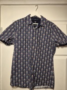 Granatowa koszula czaszki z krótkim rękawem bawełna Mexico Medicine M