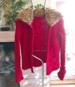 Sweter czerwony z kołnierzem- A.D.S Rozm. S/M.