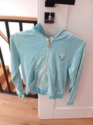 158cm 12-13lat jasnoniebieska turkusowa bluza z kapturem rozpinana blu