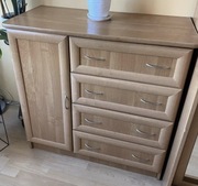 Komoda, kolor jasny duża, ciężka 4 szuflady + drzwiczki