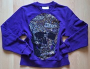Fioletowa bluza Philipp Plein, bluza z czaszka, bluza plein