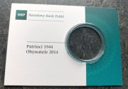 Patrioci 1944 Obywatele 2014 - blister certyfikat na monetę 