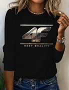 Czarna bluzka na długi rękaw z nadrukiem rozmiar L