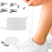 Sznurówki białe do butów bez wiązania elastyczne gumowe na hak 