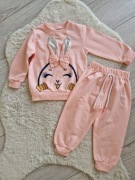 Nowy komplet dres zestaw bluza morela królik + spodnie dresowe r. 86/92